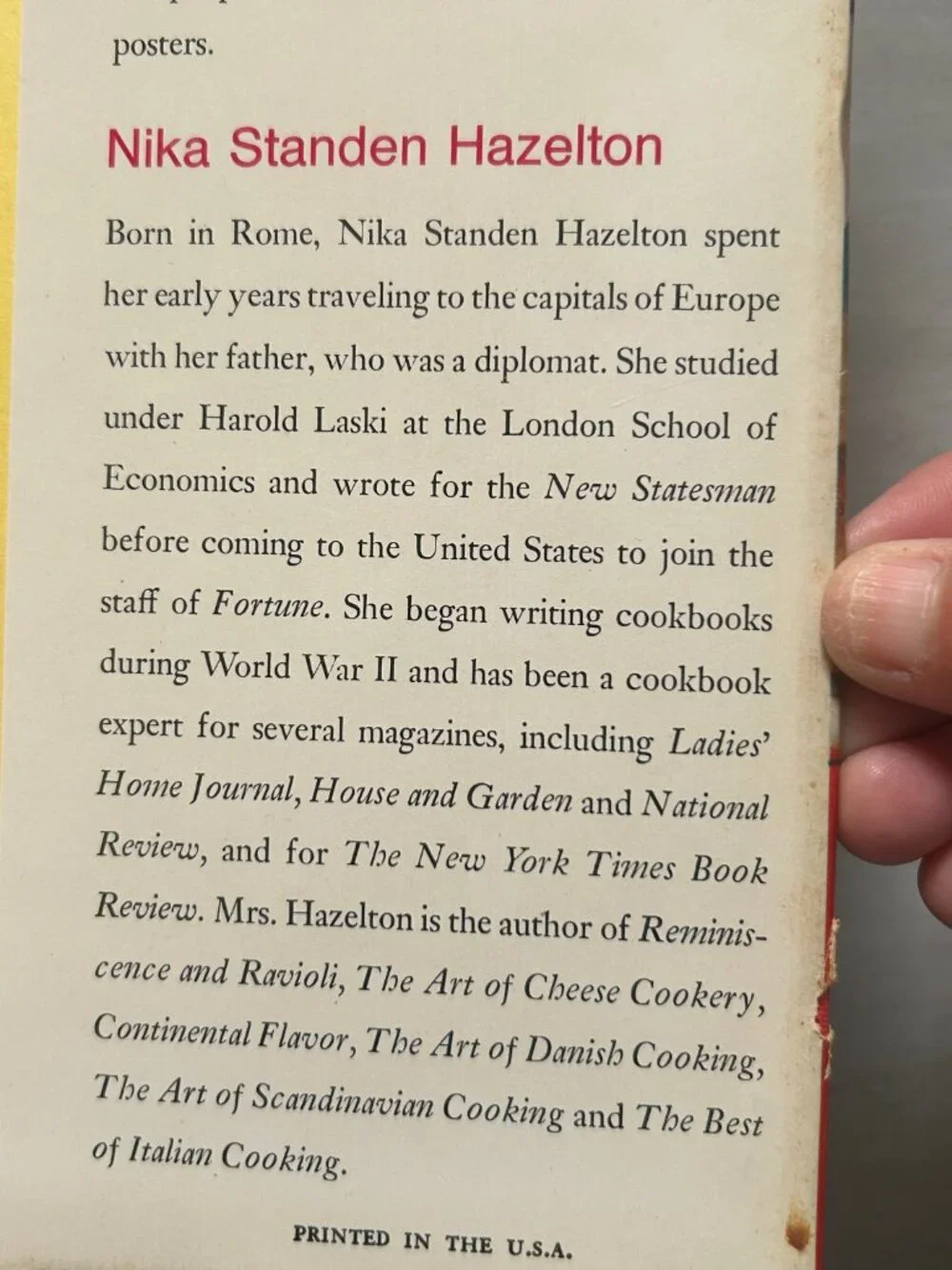 Vintage 1967 The Swiss Cookbook First Edition Hardcover Nika Standen Hazelton
